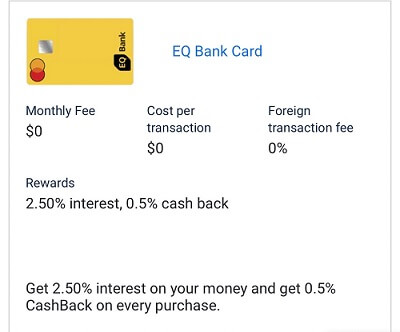 Eq bank mastercard canada加拿大debt卡